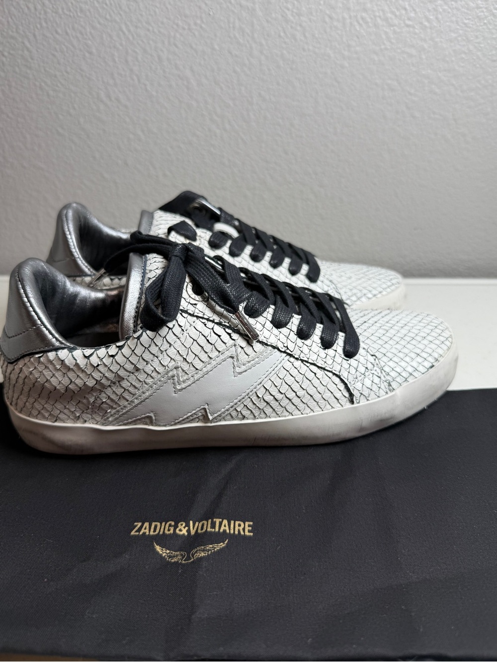 Zadig & Voltaire Neo Keith Flash Sneakers White Snakeskin - Picture 2 of 11
